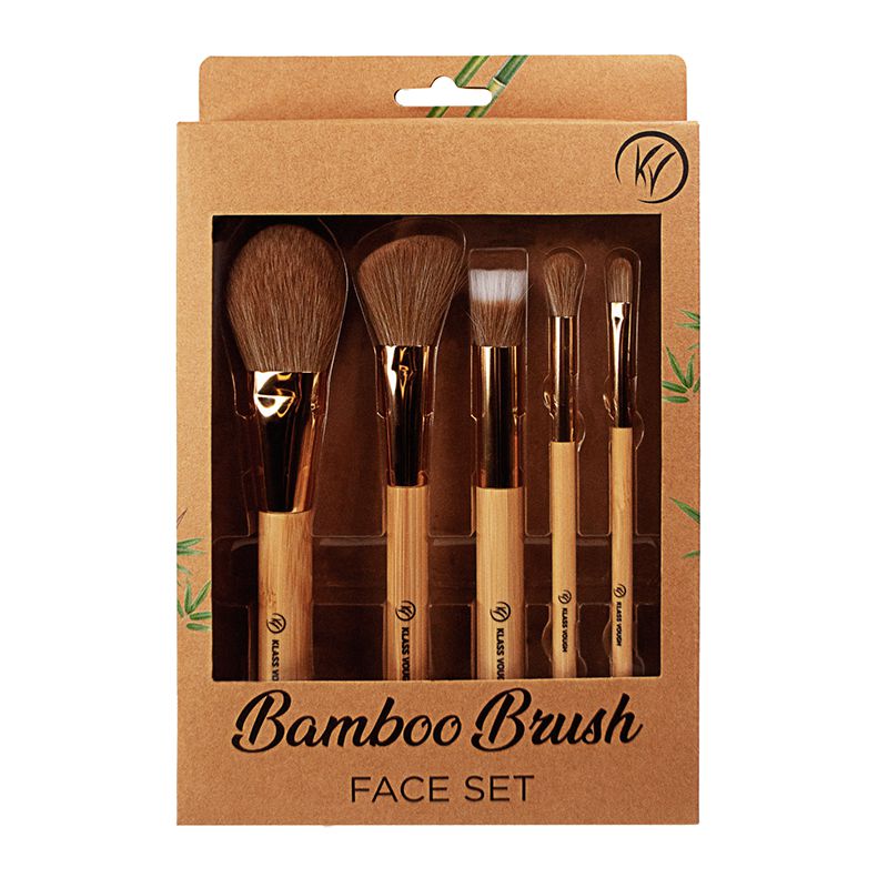 Bamboo Brush Face Set - Kit de Pincéis Ecológicos para Rosto com 5 Unidades