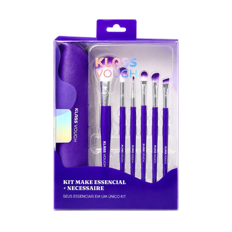 Kit Make Essencial com Pincéis e Nécessaire Lilás