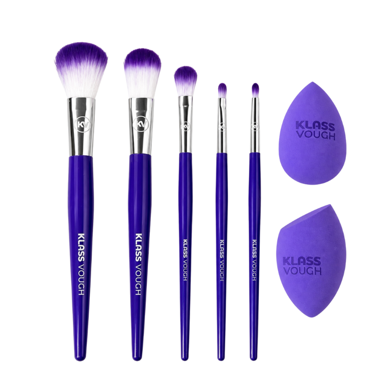 Kit Completo com Pincéis e Esponjas Lilás
