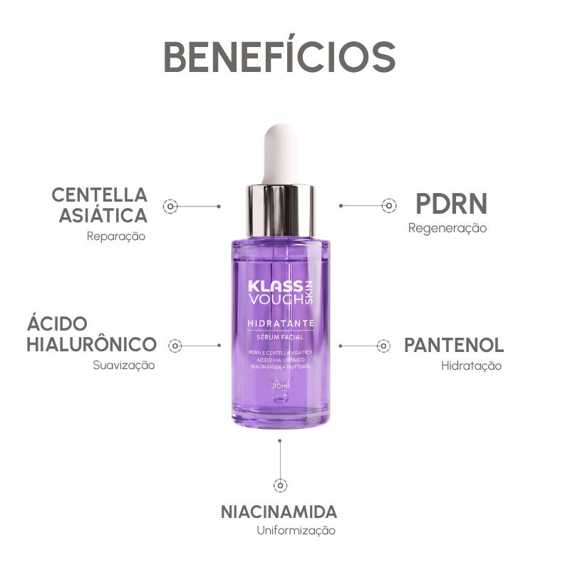 Sérum Facial Hidratante com PDRN/Centella Asiática/Ácido Hialurônico 30ml