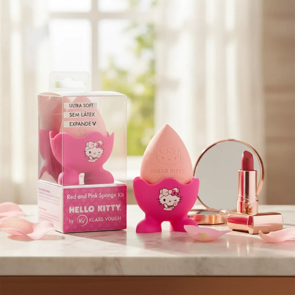 Kit de Esponja Gota com Case Suporte by Hello Kitty