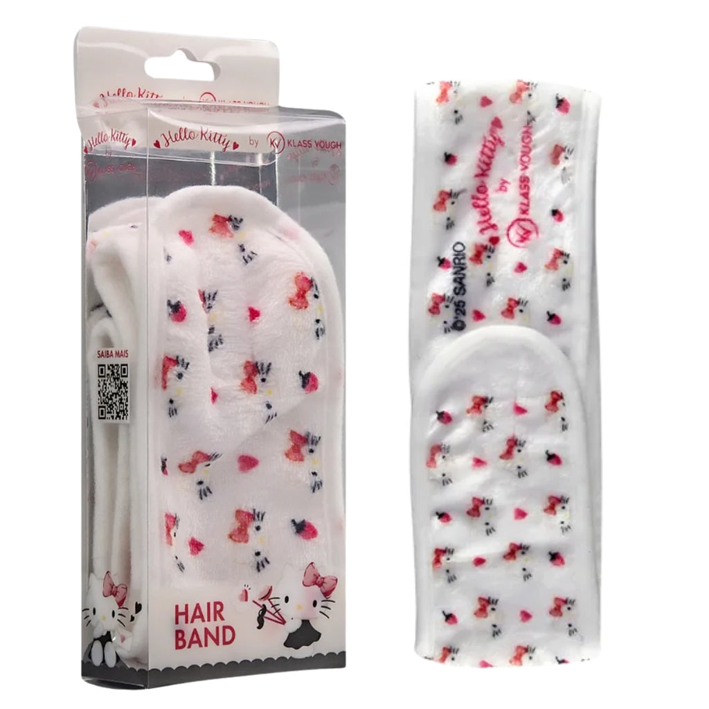 Faixa de Cabelo para Maquiagem e Skincare Branca com Velcro by Hello Kitty