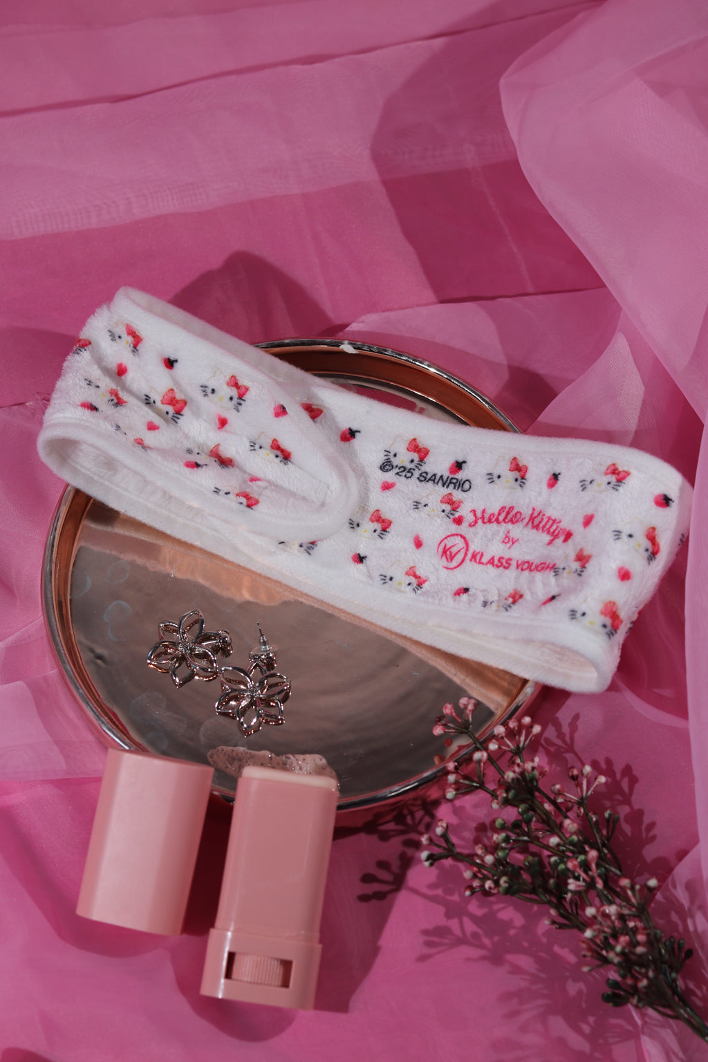 Faixa de Cabelo para Maquiagem e Skincare Branca com Velcro by Hello Kitty