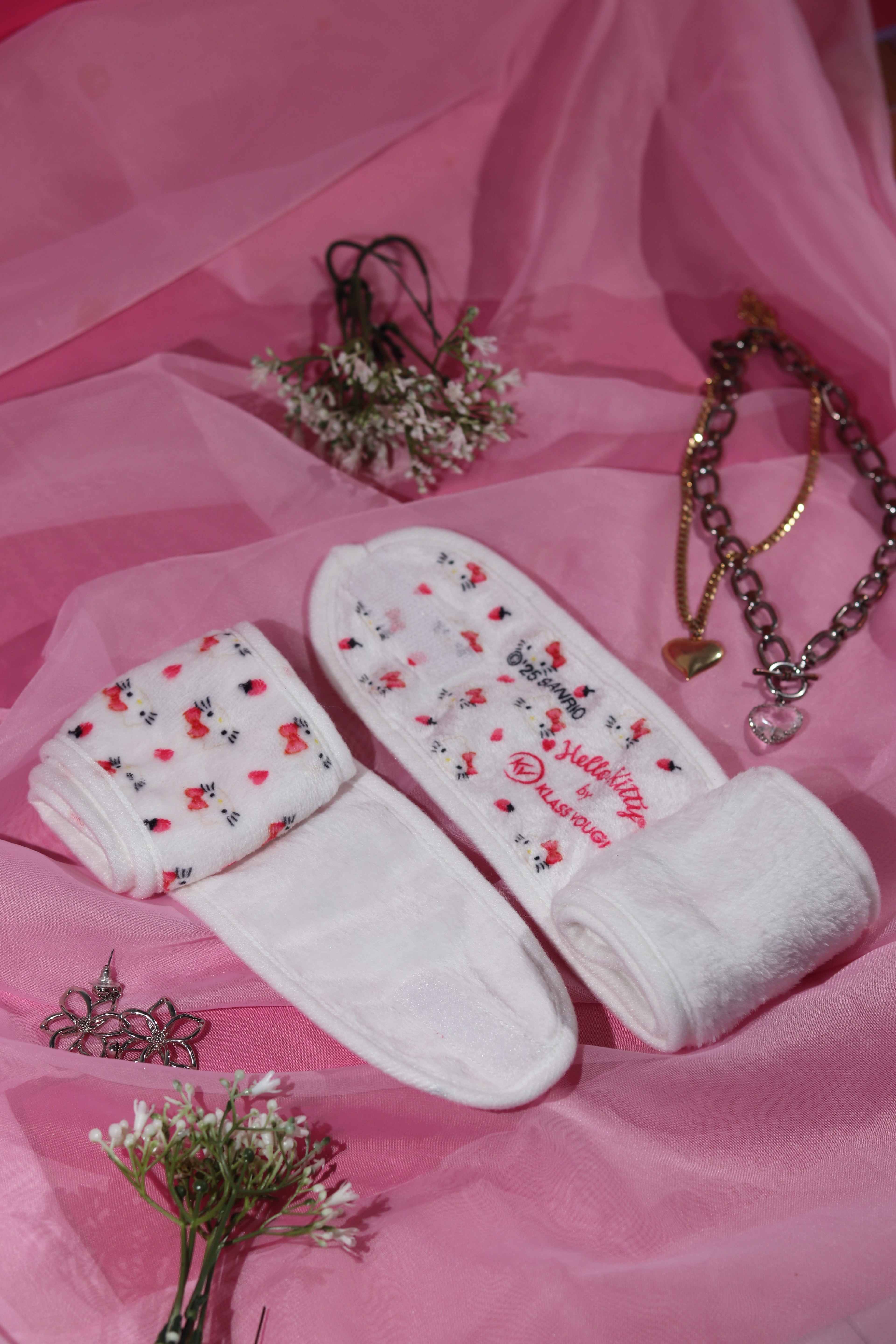 Faixa de Cabelo para Maquiagem e Skincare Branca com Velcro by Hello Kitty