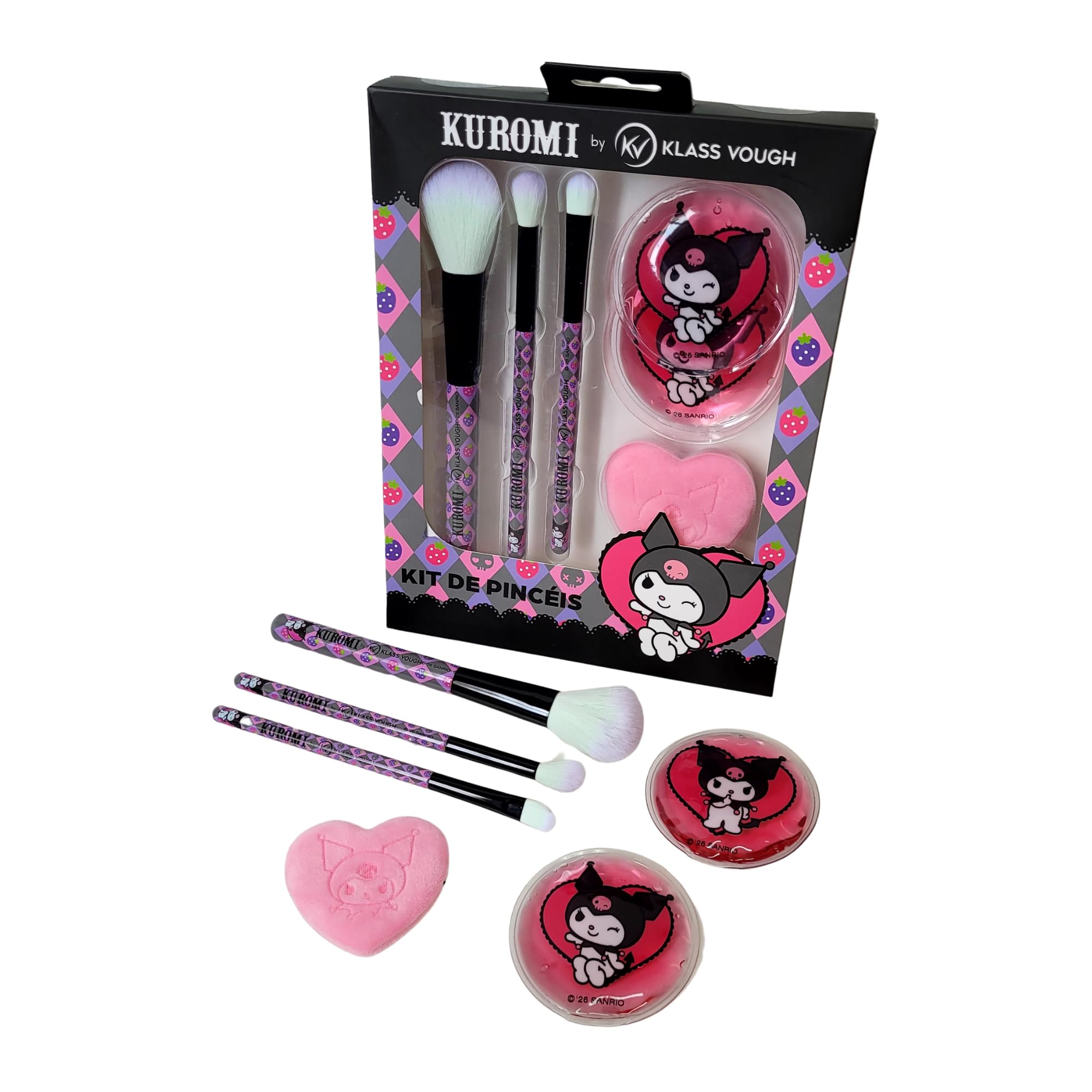 Kit de Pincéis, Esponja e Eyepads Kuromi