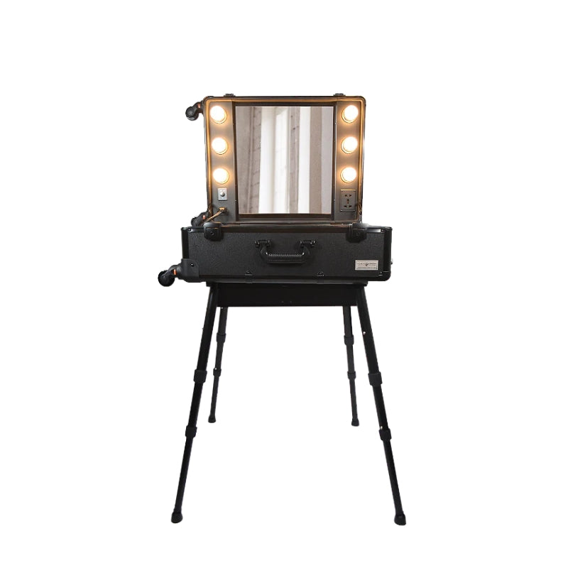 Maleta Estúdio Camarim Preta com Luzes e Compartimentos