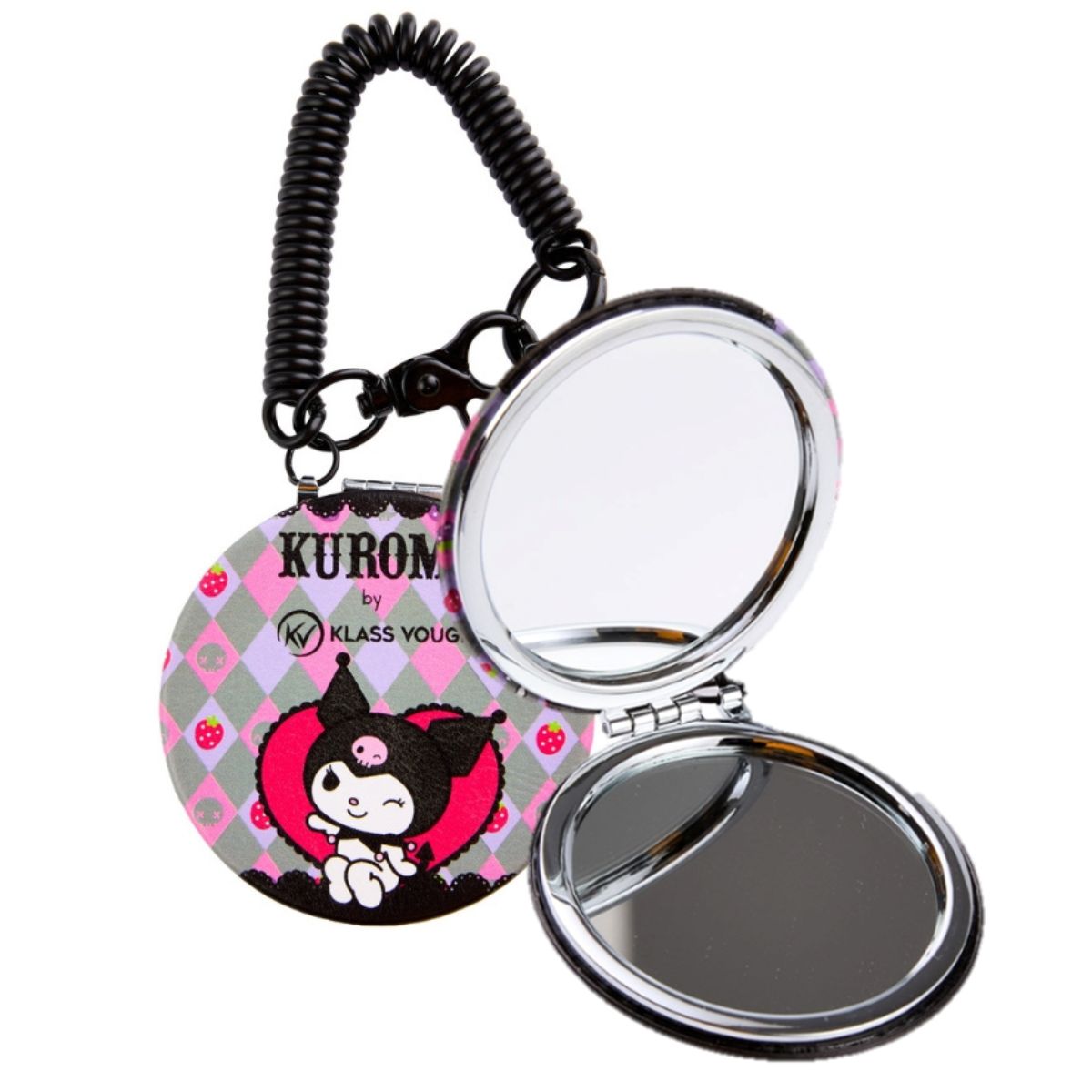 Mini Espelho para Zíper Preta Kuromi