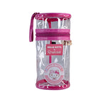Nécessaire Cilíndrica Pequena Transparente e Rosa by Hello Kitty