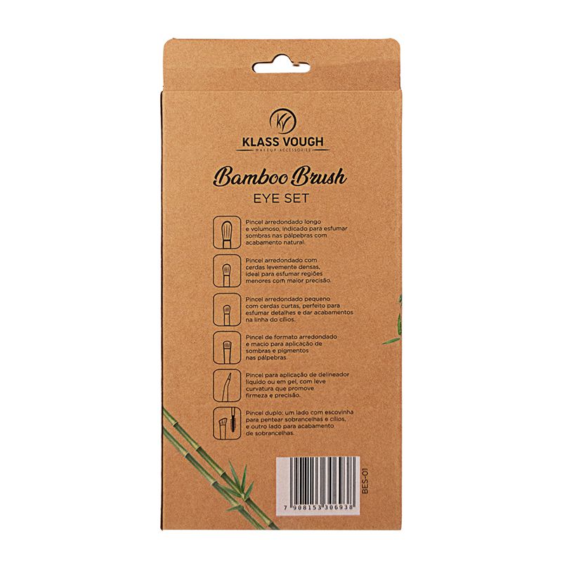 Bamboo Brush Eye Set - Kit de Pincéis Ecológicos para Olhos com 6 Unidades