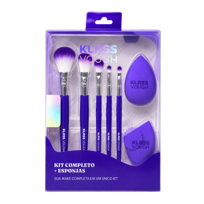 Kit Completo com Pincéis e Esponjas Lilás