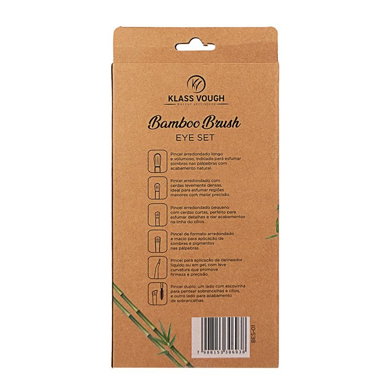 Bamboo Brush Eye Set - Kit de Pincéis Ecológicos para Olhos com 6 Unidades - Klass Vough