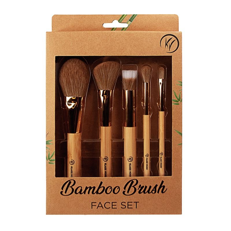 Bamboo Brush Face Set - Kit de Pincéis Ecológicos para Rosto com 5 Unidades - Klass Vough