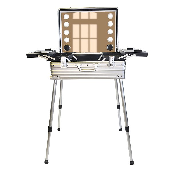 Glamour Pro - Maleta Estúdio Camarim com Luzes LED, Bluetooth e Pés Reguláveis