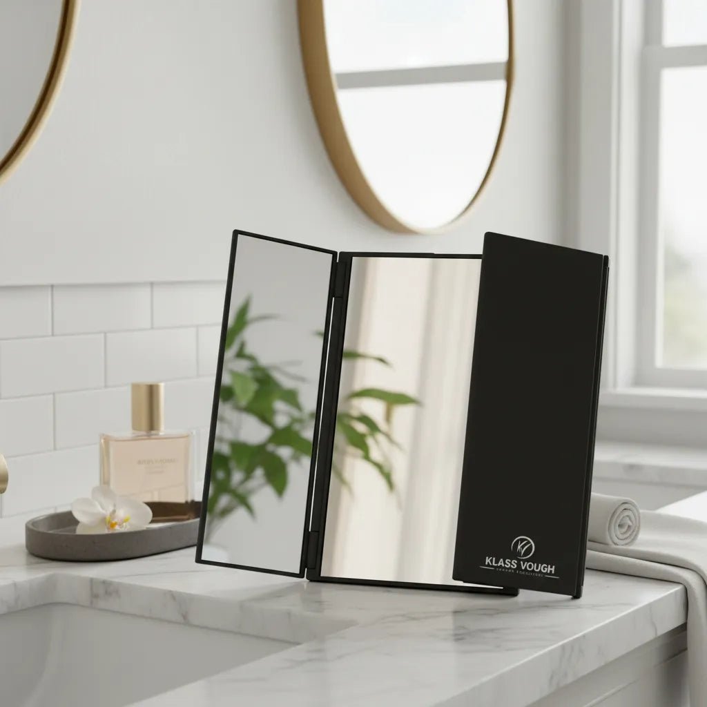Espelho Black Fold Mirror de 3 Faces com Suporte para Mesa - Klass Vough