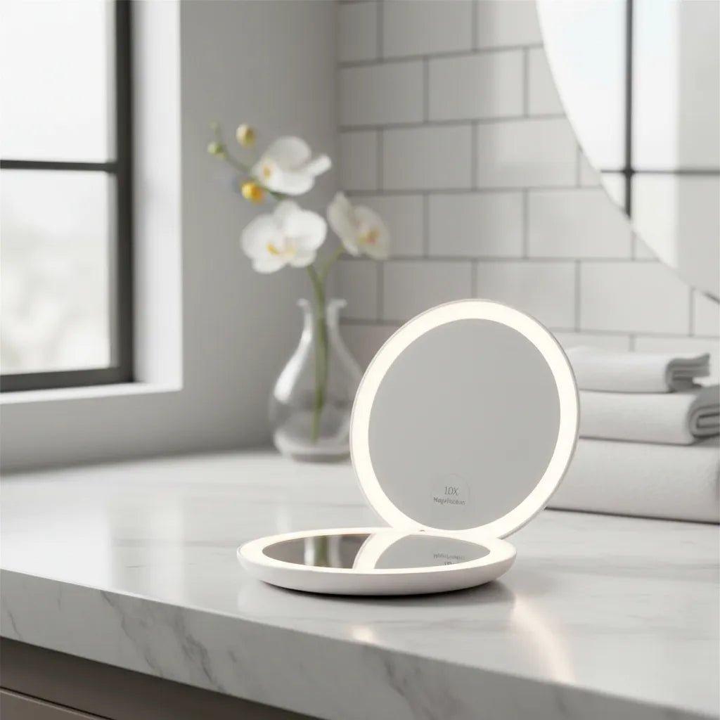 Espelho Iris Dupla Face Aumento 10x com Led - Klass Vough