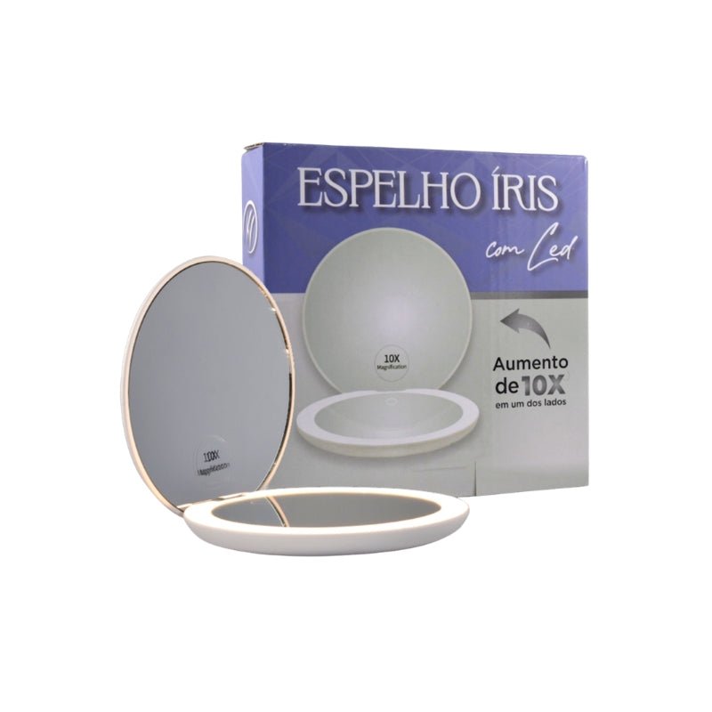 Espelho Iris Dupla Face Aumento 10x com Led - Klass Vough