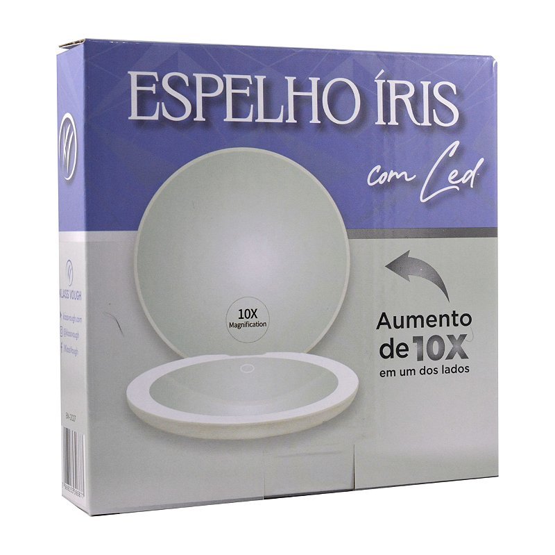 Espelho Iris Dupla Face Aumento 10x com Led - Klass Vough