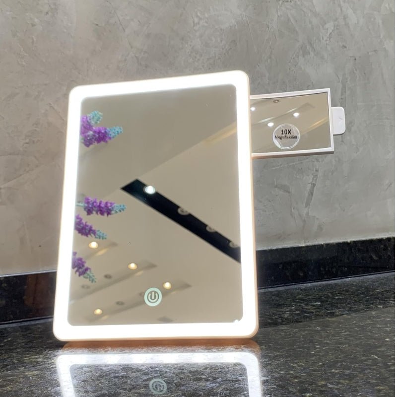 Espelho Led Makeup Mirror 10x de Aumento com Suporte para Mesa - Klass Vough