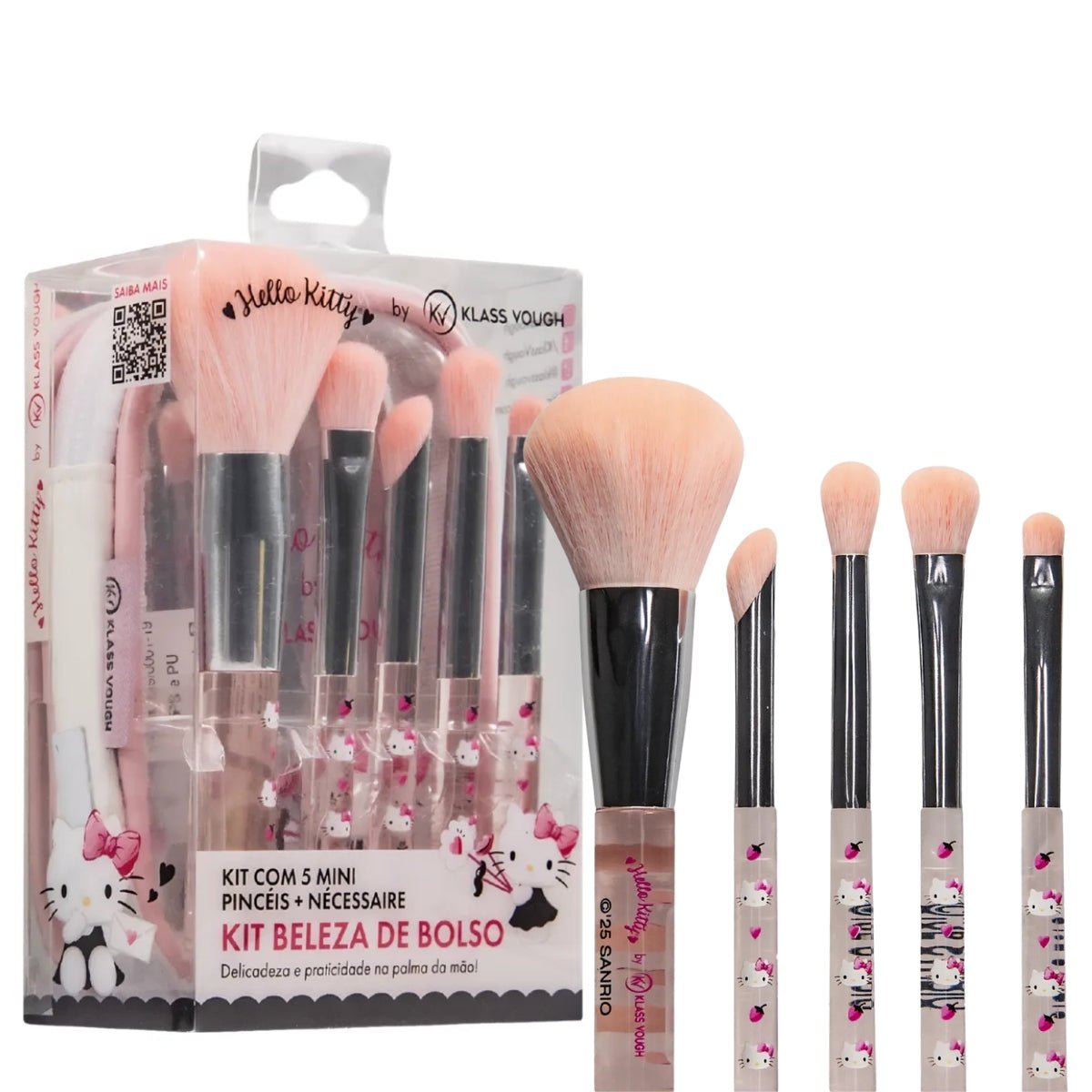 Kit de Mini Pincéis com Nécessaire by Hello Kitty - Klass Vough