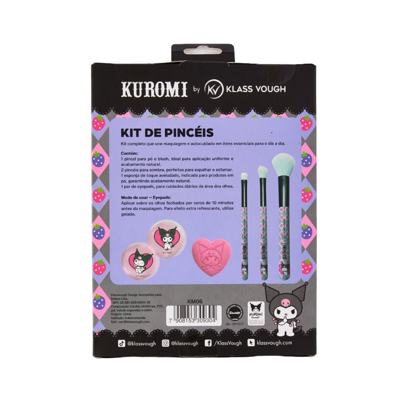 Kit de Pincéis, Esponja e Eyepads Kuromi - Klass Vough
