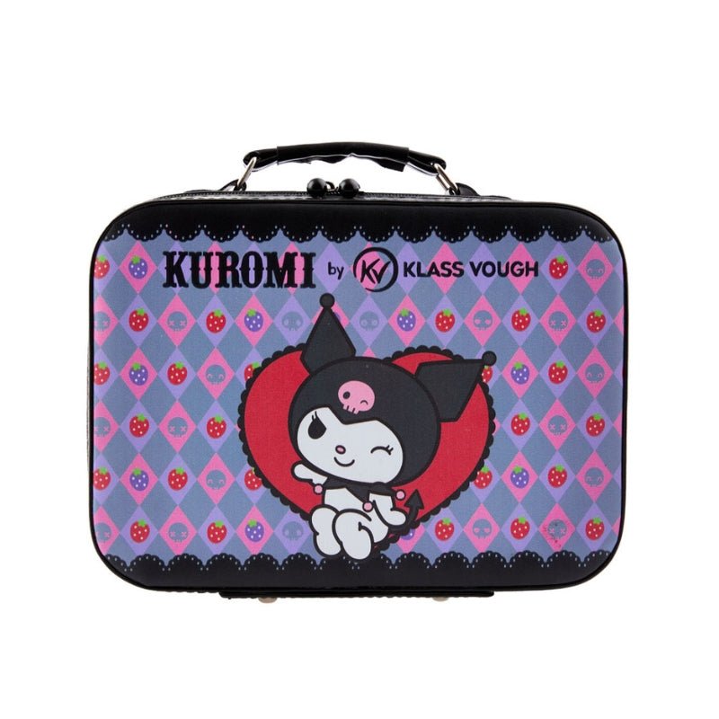 Mini Bolsa para Maquiagem com Espelho Preta e Lilás Kuromi - Klass Vough