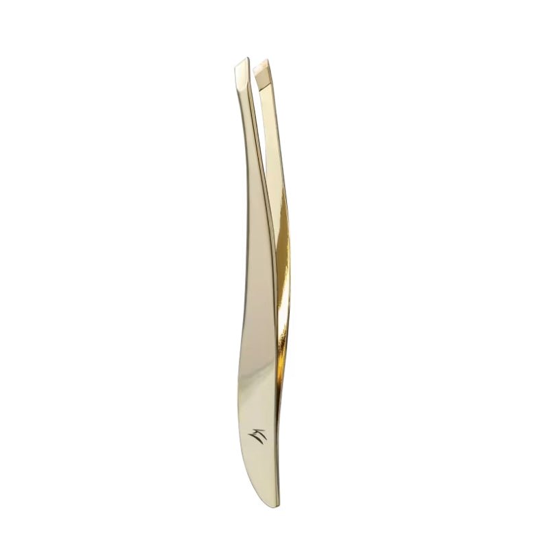 Pinça Profissional Ponta Chanfrada Dourada Esterilizável TW-1077G - Klass Vough