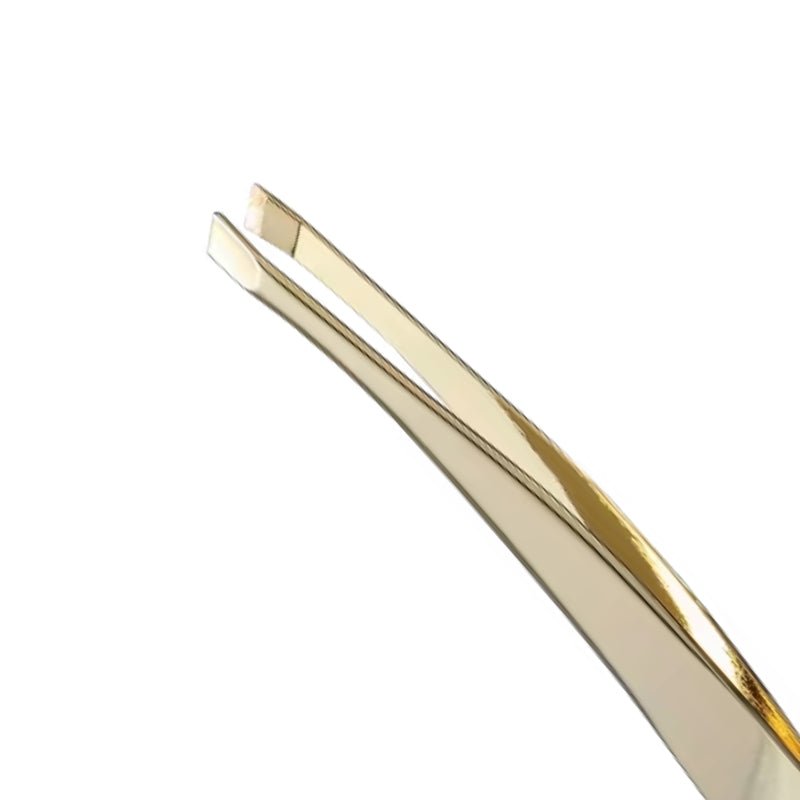 Pinça Profissional Ponta Chanfrada Dourada Esterilizável TW-1077G - Klass Vough