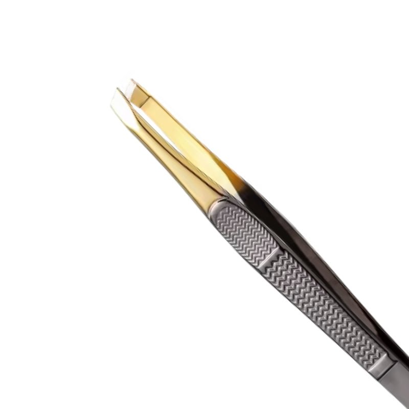 Pinça Profissional Ponta Chanfrada Dourada Esterilizável TW-OR124 - Klass Vough