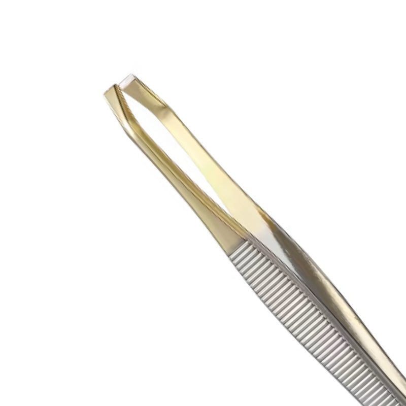 Pinça Profissional Ponta Reta Dourada Esterilizável TW-008CHG - Klass Vough