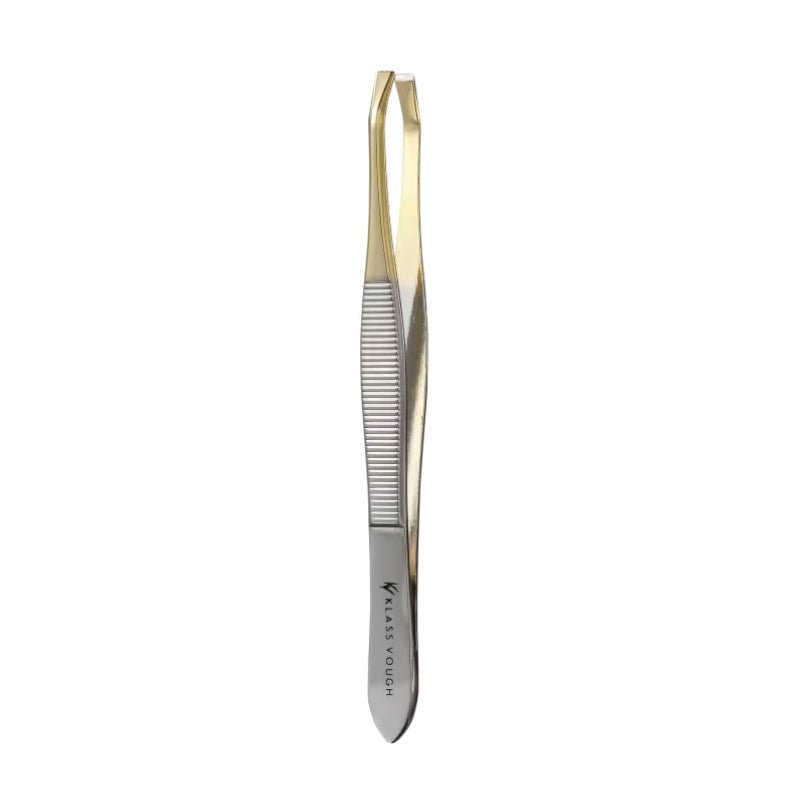 Pinça Profissional Ponta Reta Dourada Esterilizável TW-008CHG - Klass Vough