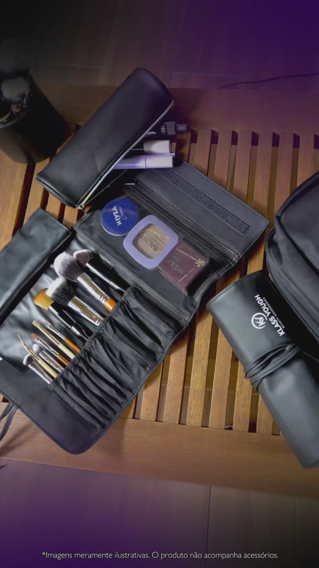 Nécessaire + Porta-Pincel com Zíper Preto