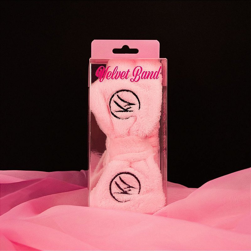 Velvet Band - Faixa de Cabelo para Maquiagem e Skincare Rosa - Klass Vough